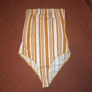 Yellow and white striped bodysuit